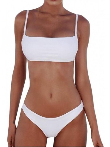 Sets Womens Push Up Underwire Comfy Triangle Bikini Swimsuits Swimwear - White - CF18S3G5SR9 $46.63