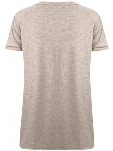 Sets Women's T Shirt Short Sleeve Summer Loose Twist Knot Casual Tunic Blouse Tanks Vest Tops - Khaki - C518O94Z3M5 $10.34