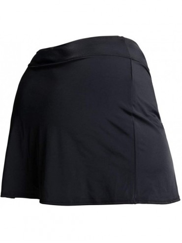 Tankinis Women's Plus Size High Waist Swim Skirt Solid Swimsuit Bottoms with Inner Opaque Briefs - Black-kp1825 - C918AU3ITR2...