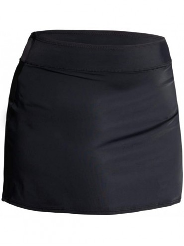 Tankinis Women's Plus Size High Waist Swim Skirt Solid Swimsuit Bottoms with Inner Opaque Briefs - Black-kp1825 - C918AU3ITR2...