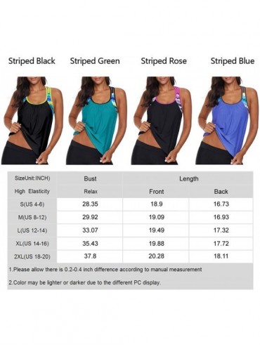 Tankinis Womens Striped Printed Strappy Racerback Tankini Swim Top No Bottom S - XXXL - Striped Blue - CF18U32H4RU $18.07