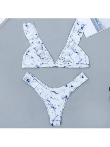 Sets Swimwear for Womens- Sexy Print Leaves Push-Up Two Piece Padded Bathing Swimsuit Beachwear Sets Bikini - White_01 - C118...