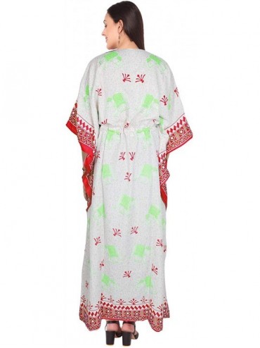 Cover-Ups Women's Tunic Viscose Kaftan Summer Beachwear Maxi Dress (Free Size) - Red - CO195KEXUS0 $14.24