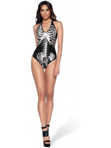 One-Pieces Women Halloween Skull Costume Printing Skeleton Cosplay Jumpsuit Romper - Print 52 - CG18C0WO0OU $14.30
