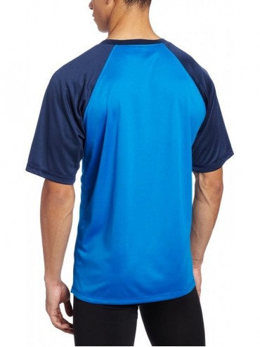Rash Guards Men's Short Sleeve UPF 50+ Swim Shirt (Regular & Extended Sizes) - Contrast Royal - CF11BB8OBGV $22.91