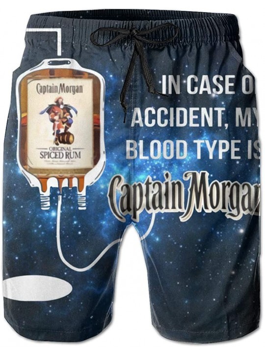 Board Shorts in Case of Accident My Blood Type is Captain Morgan Man's Beach Shorts Sports Board Shorts Pants - CY19D2ZM0MG $...