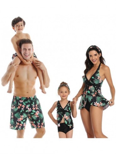 Trunks Family Matching Swimsuit Womens Bathingsuit Girls Swimwear Mom and Me Matching Swimwear - Floral Printing Boy - CA194N...