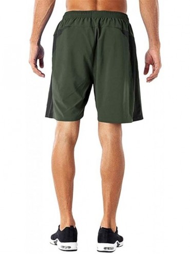 Racing Men's Workout Running Shorts Quick Dry Outdoors Gym Summer Beach Shorts with Pockets - Army Green - CP196UM5EM9 $17.83