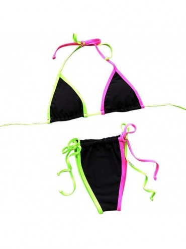 Sets Women Colorful Bikini- NDGDA Bandage 2 Piece Swimwear Beachwear Siamese Swimsuit - Black - CT18Q9MN54G $15.53