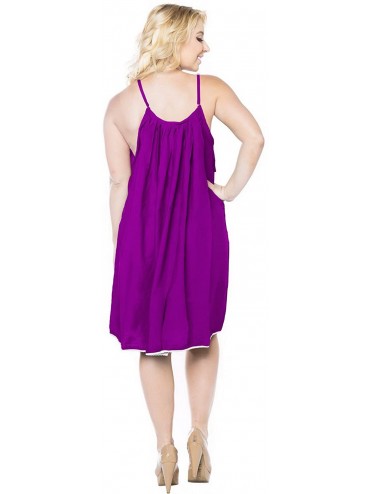 Cover-Ups Women's Midi Boho Vintage Ethnic Style Summer Tube Dress Solid Plain - Autumn Violet_m54 - CC12LBETVMX $20.85
