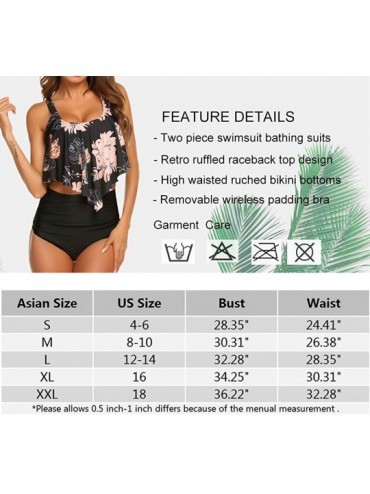 Sets Women's High Waisted Swimsuits Ruffle Print Bathing Suits Two Piece Bikini Set Swimwear - 008 Army Green - CS18SA7RT6T $...