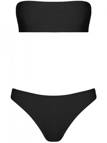 Sets New Swimsuit!! Women Bandeau Bandage Bikini Set Push-Up Brazilian Swimwear Beachwear Swimsuit - Black - CR1906T6RZU $17.86