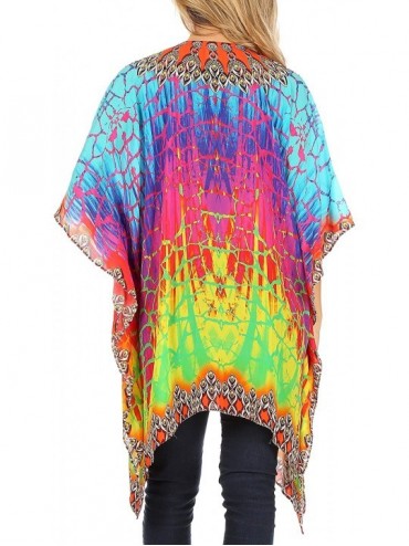 Cover-Ups Aymee Women's Caftan Poncho Cover up V Neck Top Lace up with Rhinestone - Jm91-multi - CW193DHD24D $39.69