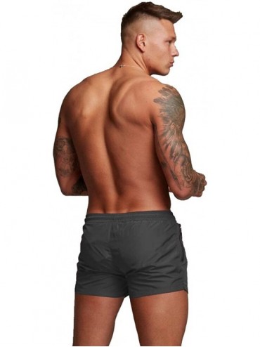 Trunks Mens Swimwear Sports Shorts Swim Trunks with Zipper Pockets - Grey - CV18RMK80RY $14.82