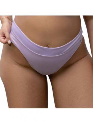 Bottoms Women's Velvet Plus Size Bikini Bottoms- Cheeky Cut- Sexy High Waisted Swimsuit Pants - Lilac - CO18ZGQKZEU $29.01