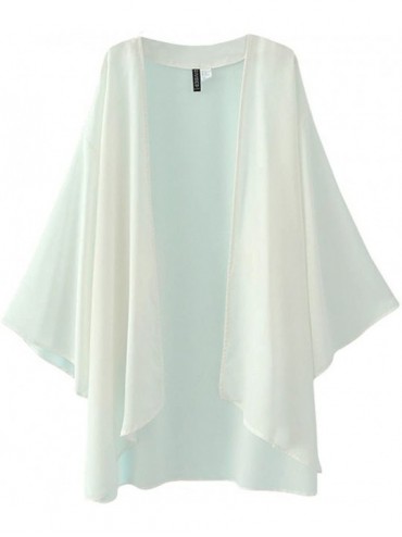 Cover-Ups Women Kimono Kaftan Cardigan Loose Chiffon Bikini Cover Up - White - C7120TMJF7T $17.69