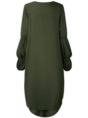 Racing Blouses for Womens- Women Irregular Ruffles Shirt Long Sleeve Sweatshirt Pullovers Tops Blouse - Army Green - C918MH5L...