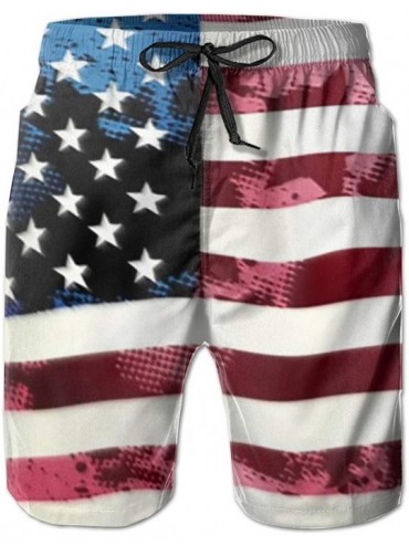 Board Shorts Adults Wicking Swim Trunks Beach Trunks for Fishing Workout - American Flag Independence Day 5 - CR190400CG6 $54.80