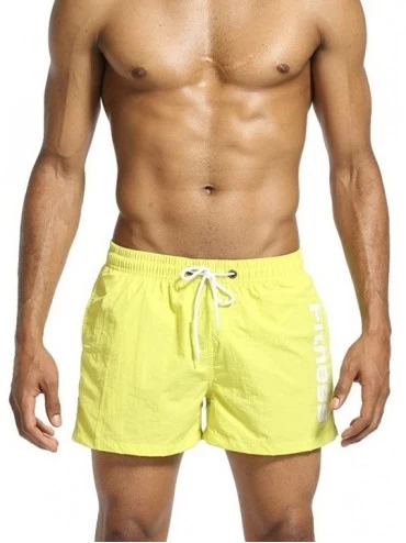 Trunks Men's Swimwear Running Surfing Sports Beach Camouflage Shorts Trunks Board Pants - Yellow - CJ18SMC343C $32.36
