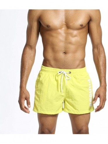Trunks Men's Swimwear Running Surfing Sports Beach Camouflage Shorts Trunks Board Pants - Yellow - CJ18SMC343C $14.71