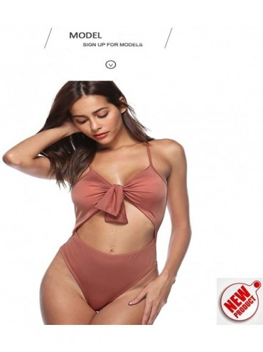 One-Pieces Swimsuits Tummy Control One Piece Swim Dresses Body One Piece Swim Womens Swimwear - Brown - CK18RQGE7RZ $22.24