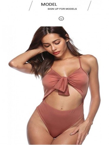 One-Pieces Swimsuits Tummy Control One Piece Swim Dresses Body One Piece Swim Womens Swimwear - Brown - CK18RQGE7RZ $22.24