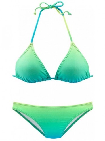 Bottoms Women Gradient Color Bikini Swimsuit Side Tie Two Piece Bathing Suit - Blue - CM195ZZ8KS3 $13.38