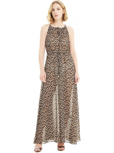 Cover-Ups Floral Maxi Dress for Women Flowy V Neck Summer Dresses Boho Beach Dress - 8050-coral - CB18OWERD4Q $13.02