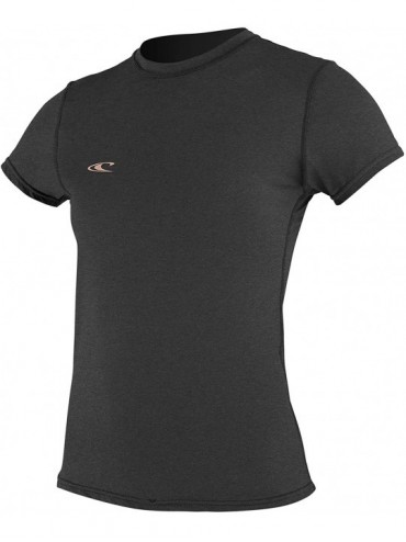 Rash Guards Women's Hybrid Upf 50+ Short Sleeve Sun Shirt - Black - CP18HZWDLOU $72.38
