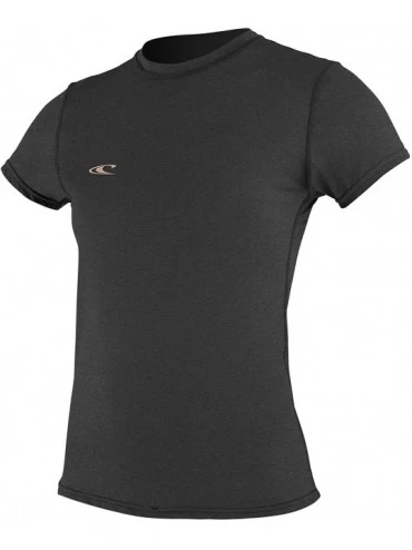 Rash Guards Women's Hybrid Upf 50+ Short Sleeve Sun Shirt - Black - CP18HZWDLOU $60.32