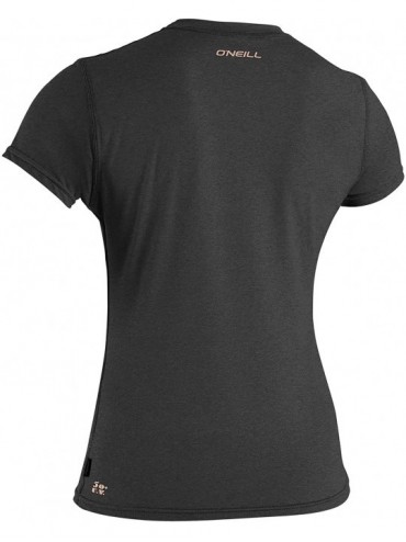 Rash Guards Women's Hybrid Upf 50+ Short Sleeve Sun Shirt - Black - CP18HZWDLOU $24.13