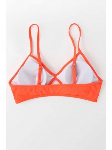 Tops Women's Bandeau Adjustable Straps Bikini Top - Bright Orange - CN197X0YNYI $13.97