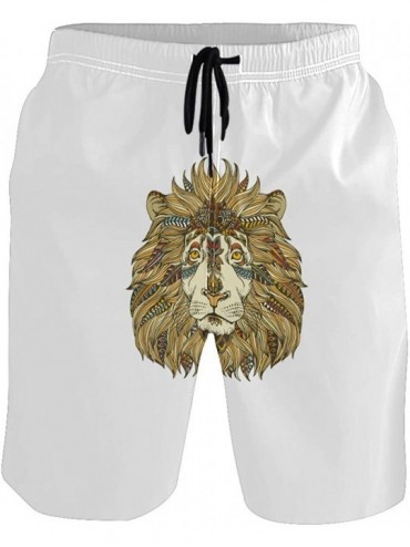 Board Shorts Men's Quick Dry Swim Trunks with Pockets Beach Board Shorts Bathing Suits - Aztec Lion - CO195205LQQ $32.21