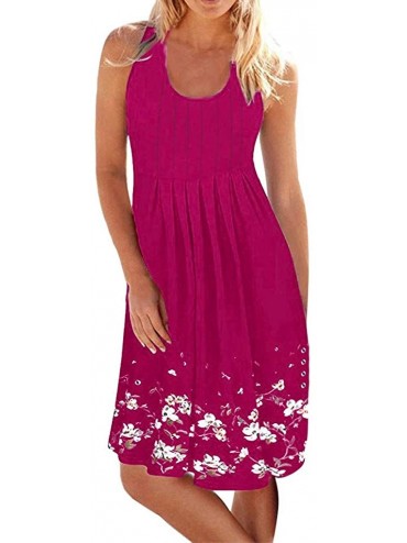 Cover-Ups Women's Solid Midi T-Shirt Sundress - X14-hot Pink - C7194GOR79Q $30.40