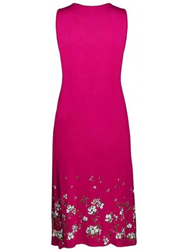 Cover-Ups Women's Solid Midi T-Shirt Sundress - X14-hot Pink - C7194GOR79Q $15.00