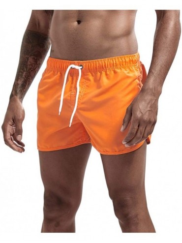 Trunks Men's Swim Trunks Summer Drawstring Splicing Swimming Trousers Beach Surfing Shorts（10+Color） - Orange - CD18SKYQOIR $...