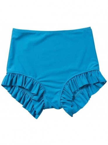 Bottoms Women Swimsuit Bottom Solid Ruched Swimwear Tankini Briefs Swim Shorts - Blue - CB18W544QUW $24.66