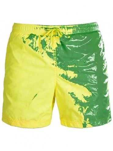 Trunks Mens Swim Trunks Shorts Temperature-Sensitive Color-Changing Beach Pants - E Yellow - CC190U567IZ $43.55