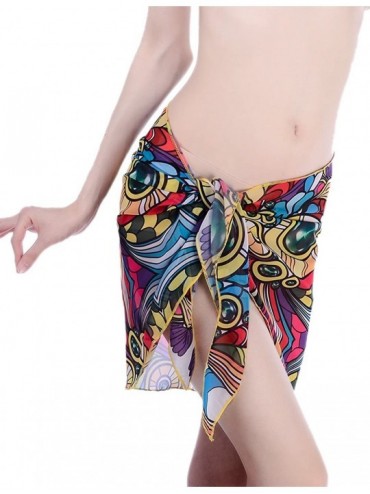 Cover-Ups Women's Summer Swimwear Chiffon Cover up Beach Sarong Pareo Bikini Swimsuit Wrap - Multi Color-short - CJ18D2KROC2 ...