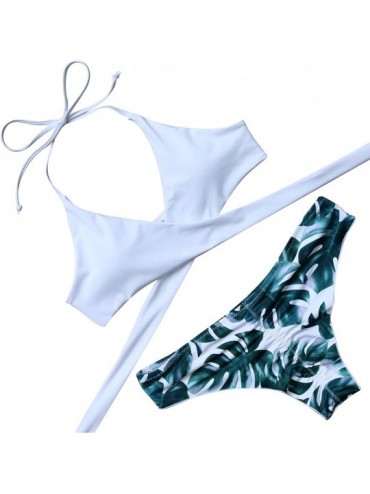 Sets Womens Push up Padded Bikini Floral Printing Bottom Swimsuit 2 Piece (FBA Optional) - Green - CE18D084ZG6 $37.37