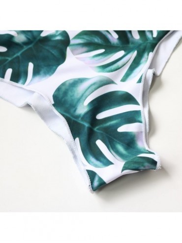 Sets Womens Push up Padded Bikini Floral Printing Bottom Swimsuit 2 Piece (FBA Optional) - Green - CE18D084ZG6 $16.01
