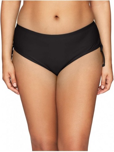 Tankinis Women's Plus Size High Waist Side Tie Hipster Bikini Swimsuit Bottom - Black//Solid - C718I3REYK2 $33.28