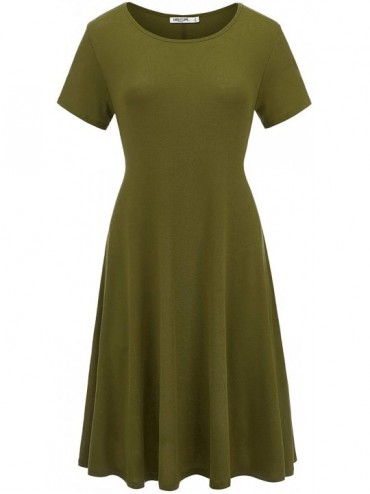 Cover-Ups Women's Short Sleeve/Sleeveless Pocket Casual Swing T-Shirts Dress Plus Size - Wdr1520_olive - CC18U7D3D4N $33.40