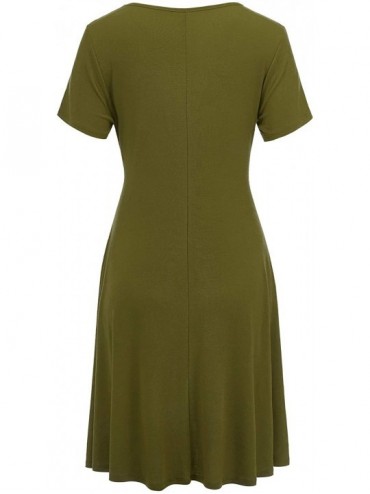 Cover-Ups Women's Short Sleeve/Sleeveless Pocket Casual Swing T-Shirts Dress Plus Size - Wdr1520_olive - CC18U7D3D4N $13.54