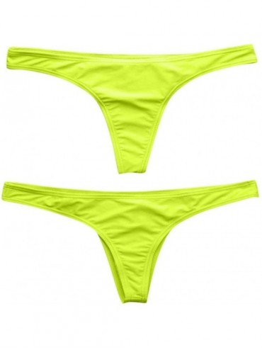 Bottoms Women's 2019 Plus Size Hot Summer Brazilian Beachwear Bikini Bottom Thong Swimwear - Yellow - CX18T33LY0G $25.60