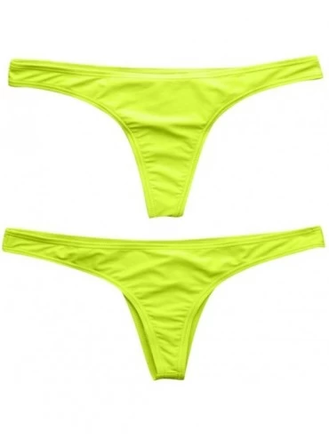 Bottoms Women's 2019 Plus Size Hot Summer Brazilian Beachwear Bikini Bottom Thong Swimwear - Yellow - CX18T33LY0G $24.04