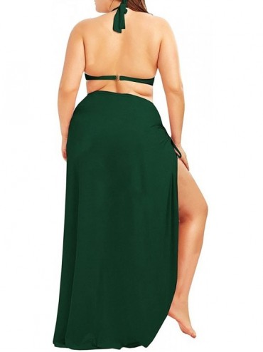 Cover-Ups Women's Spaghetti Strap Cover Up Beach Backless Wrap Long Dress Plus Size - Green - C3184XXUL5Y $34.33
