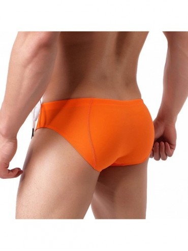 Briefs Men's Swim Briefs Bikini Swimwear Sexy Swimsuit Swimming Short Quick Dry with Drawstring for Men - B-orange - CK18UD42...