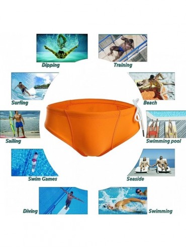 Briefs Men's Swim Briefs Bikini Swimwear Sexy Swimsuit Swimming Short Quick Dry with Drawstring for Men - B-orange - CK18UD42...