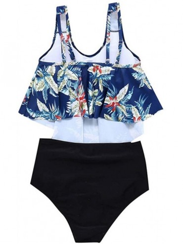 Sets Bikini Swimsuit for Women High Waisted Tummy Control Two Piece Tankini Ruffled Top with Swim Bottom Bathing Suits - F-li...